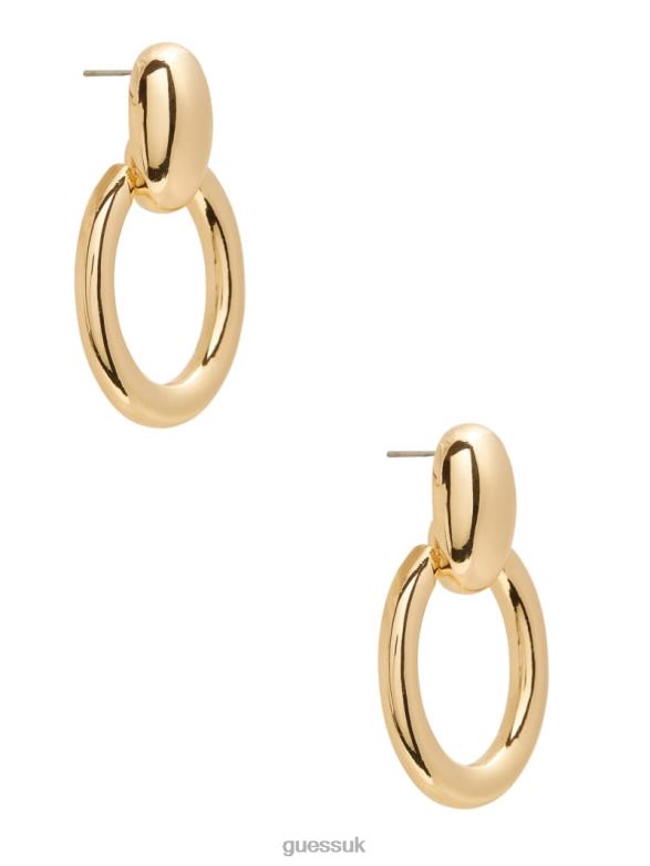GUESS Women 14K Gold-Plated Doorknocker Earring Silver/Gold Accessory V28V63874