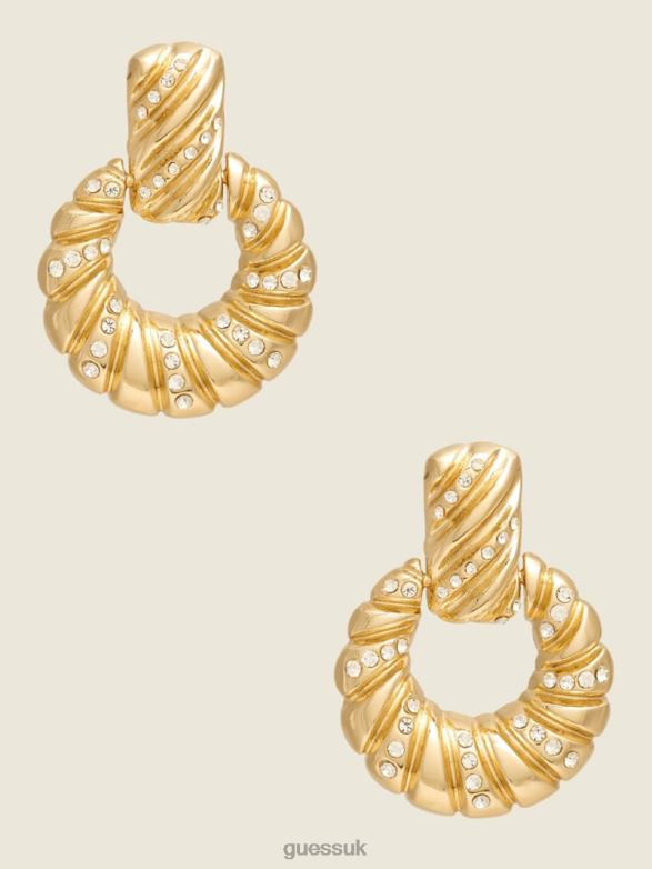 GUESS Women Croissant Door Knocker Earrings Silver/Gold Accessory V28V63890