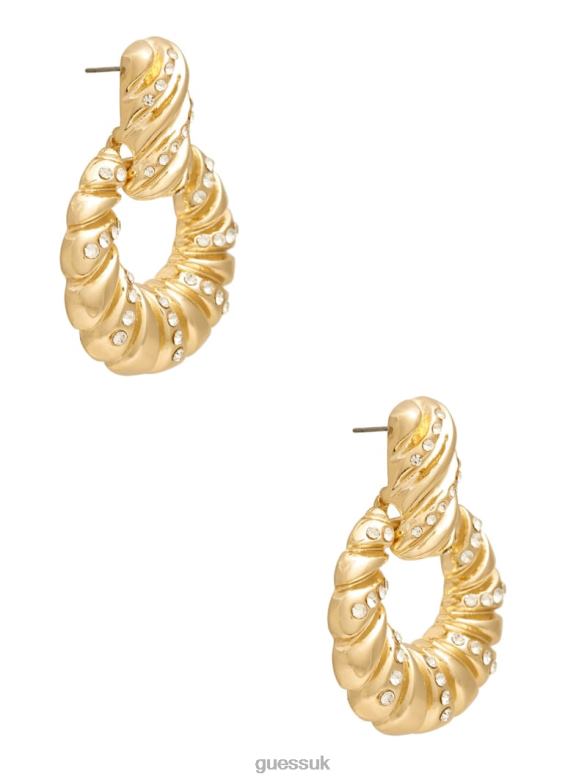 GUESS Women Croissant Door Knocker Earrings Silver/Gold Accessory V28V63890