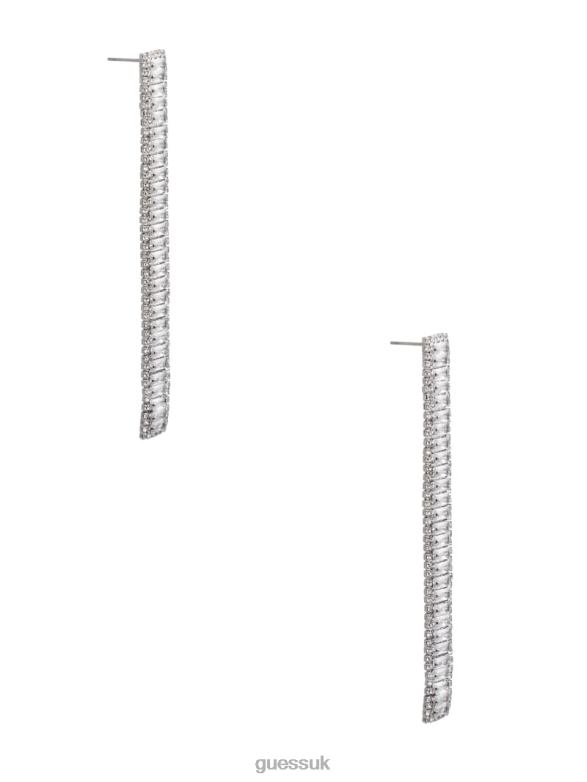 GUESS Women Linear Baguette Earrings Silver Accessory V28V63844