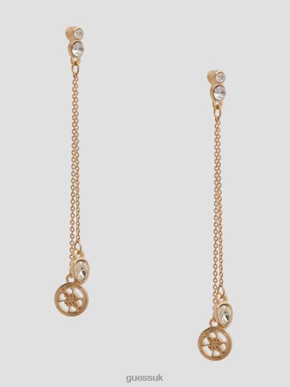 GUESS Women Linear Crystal and Logo Earrings Gold Accessory V28V63831