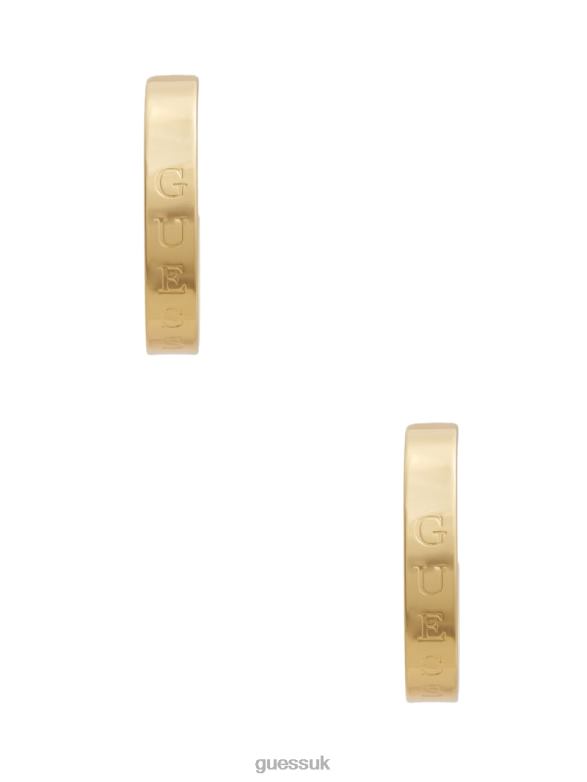 GUESS Women Logo Engraved Hoop Earrings Gold Accessory V28V63869