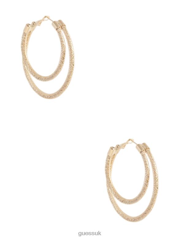 GUESS Women Mesh Layered Hoop Earrings Gold Accessory V28V63870