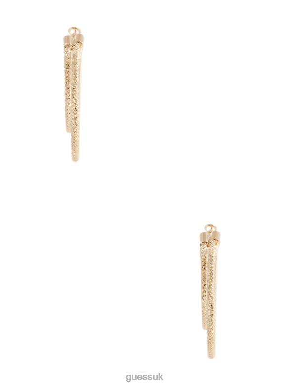 GUESS Women Mesh Layered Hoop Earrings Gold Accessory V28V63870