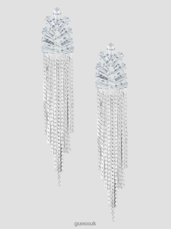 GUESS Women Mini Statement Linear Earrings Silver Accessory V28V63846