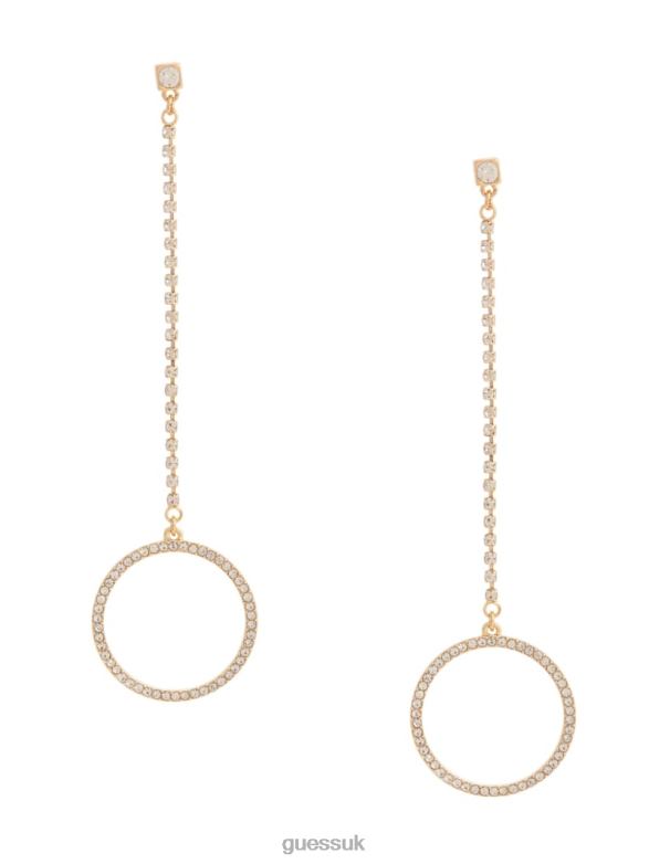 GUESS Women Rhinestone Pave Circle Linear Earrings Gold Accessory V28V63918