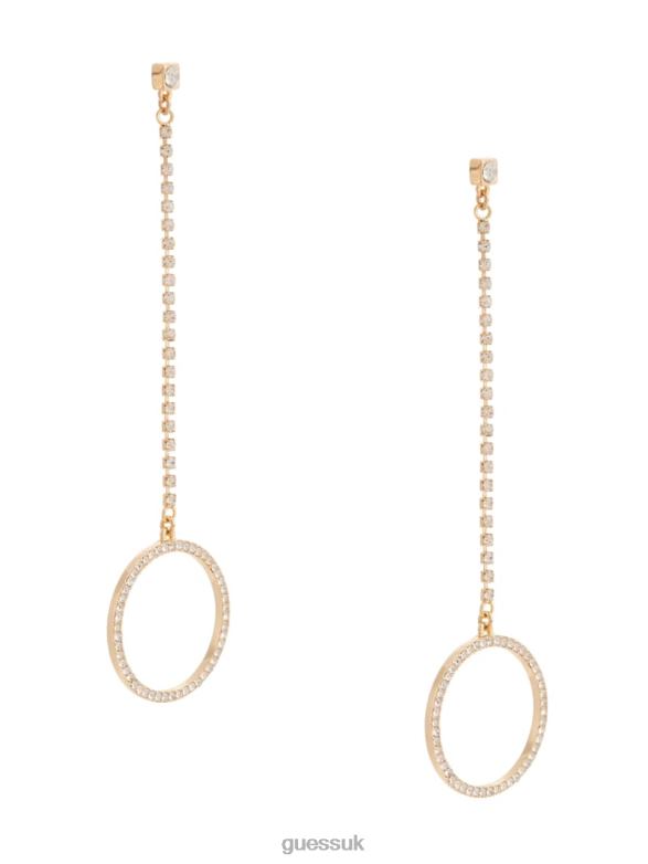 GUESS Women Rhinestone Pave Circle Linear Earrings Gold Accessory V28V63918