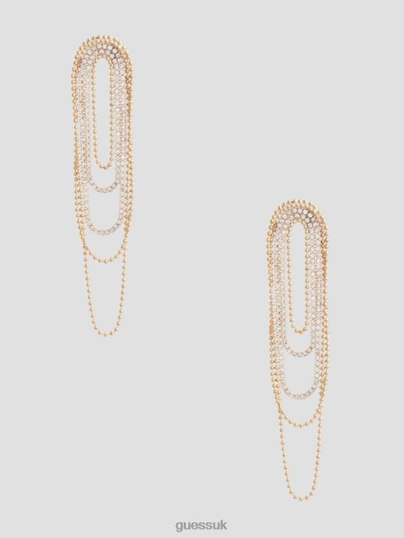 GUESS Women Rhinestone Statement Drop Earrings Gold Accessory V28V63839