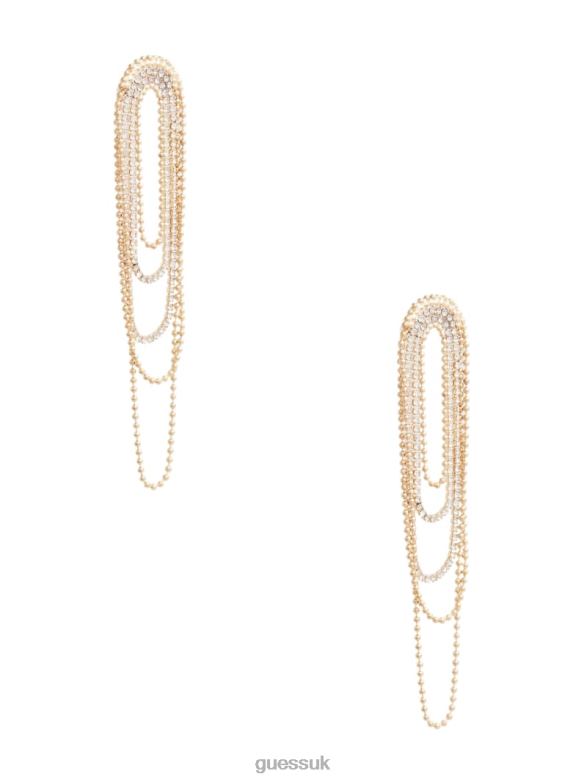 GUESS Women Rhinestone Statement Drop Earrings Gold Accessory V28V63839