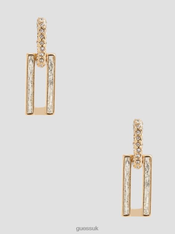 GUESS Women Square Pave Metallic Earrings Gold Accessory V28V63894