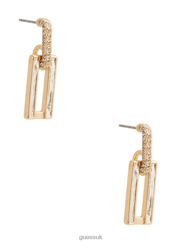GUESS Women Square Pave Metallic Earrings Gold Accessory V28V63894