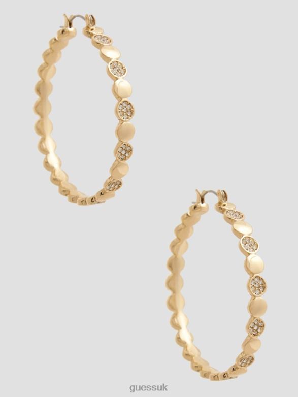 GUESS Women Statement Stones Hoop Earrings Gold Accessory V28V63823