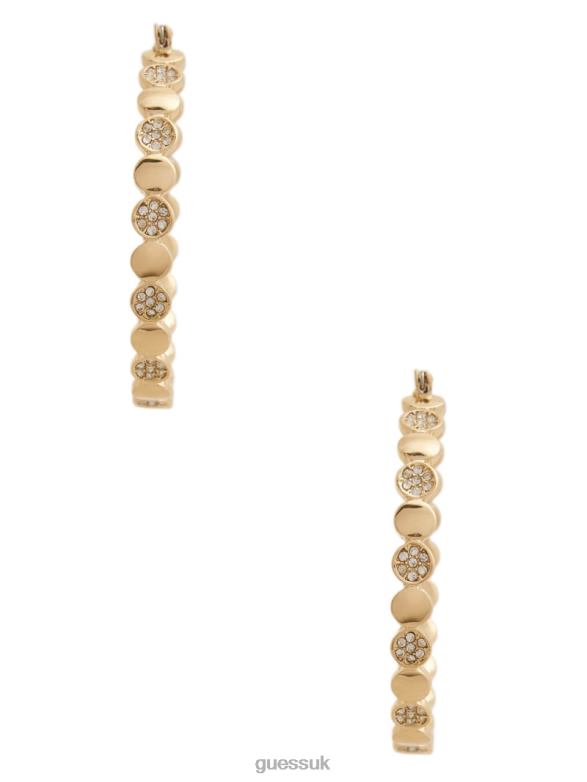 GUESS Women Statement Stones Hoop Earrings Gold Accessory V28V63823