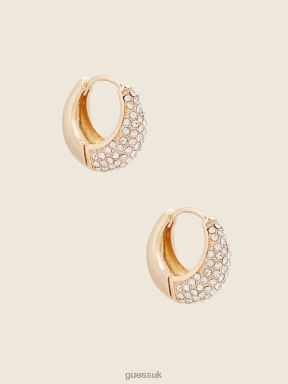 GUESS Women Stones Huggie Hoop Earrings Gold Accessory V28V63934