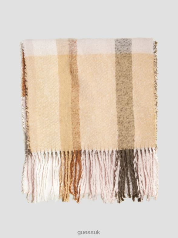 GUESS Women Addie Plaid Scarf Rose Gold Accessory V28V63818