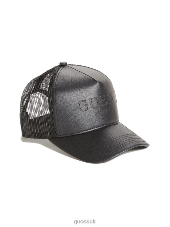 GUESS Women Faux-Leather Trucker Hat Black Accessory V28V63800