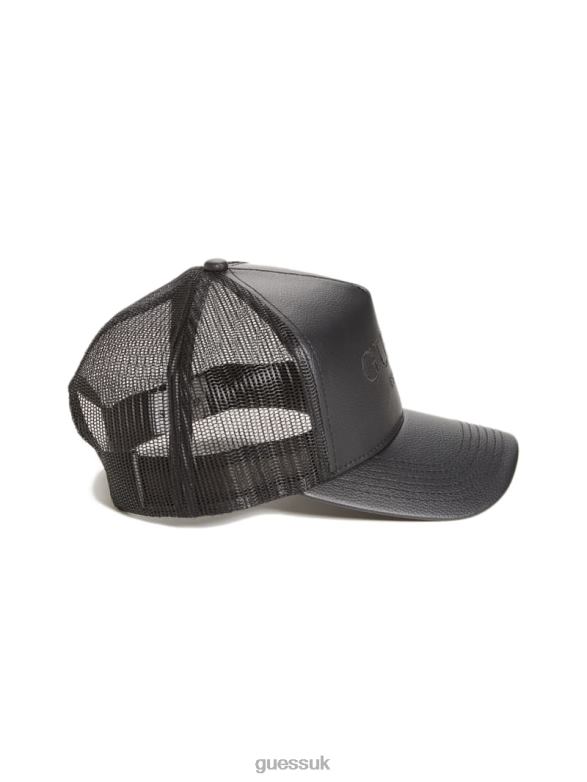 GUESS Women Faux-Leather Trucker Hat Black Accessory V28V63800
