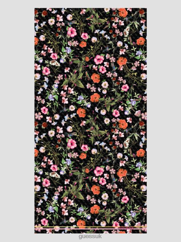 GUESS Women Jannessa Floral Scarf Marble Blk/Wht Accessory V28V63776