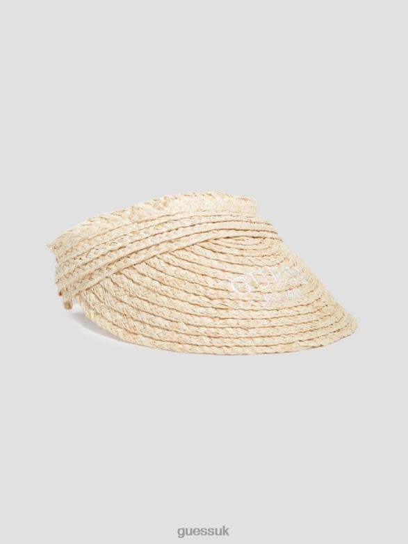 GUESS Women Lena Straw Visor White Accessory V28V63784