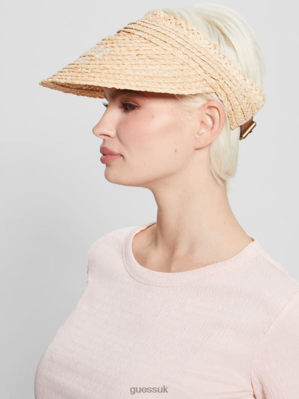 GUESS Women Lena Straw Visor White Accessory V28V63784