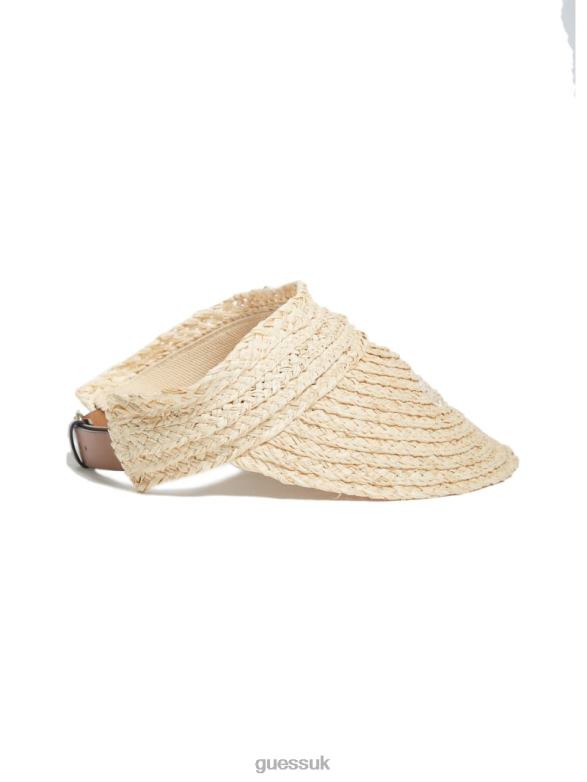 GUESS Women Lena Straw Visor White Accessory V28V63784