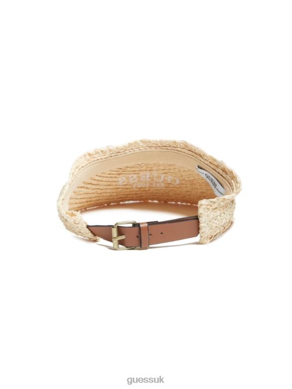 GUESS Women Lena Straw Visor White Accessory V28V63784
