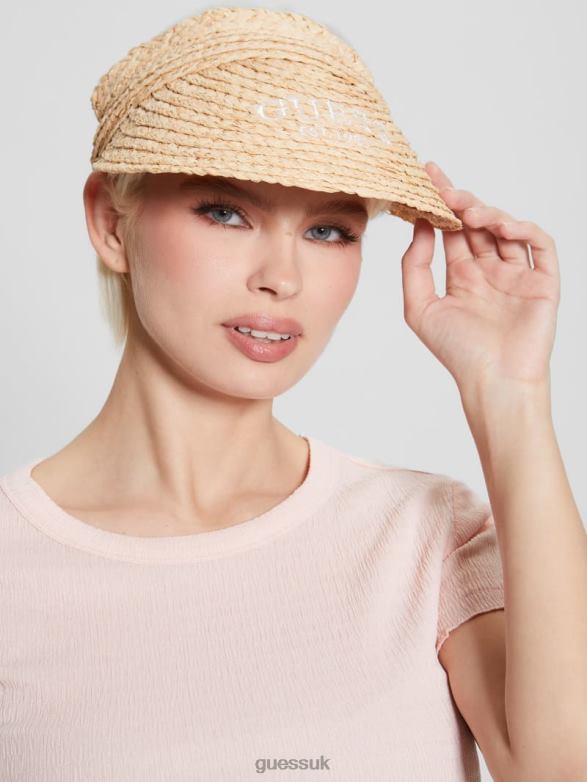 GUESS Women Lena Straw Visor White Accessory V28V63784