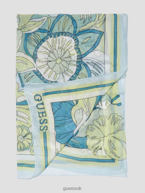 GUESS Women Lila Floral Scarf Green Multi Accessory V28V61418