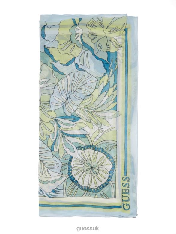 GUESS Women Lila Floral Scarf Green Multi Accessory V28V61418