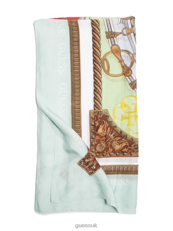 GUESS Women Monaco Silk Scarf Sky Accessory V28V63795