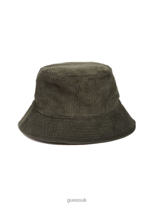 GUESS Women Originals Corduroy Bucket Hat Peyote Green Accessory V28V63806