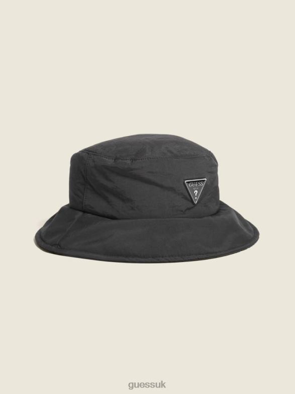 GUESS Women Puffer Bucket Hat Black Snakeskin Accessory V28V63816