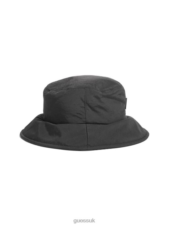 GUESS Women Puffer Bucket Hat Black Snakeskin Accessory V28V63816