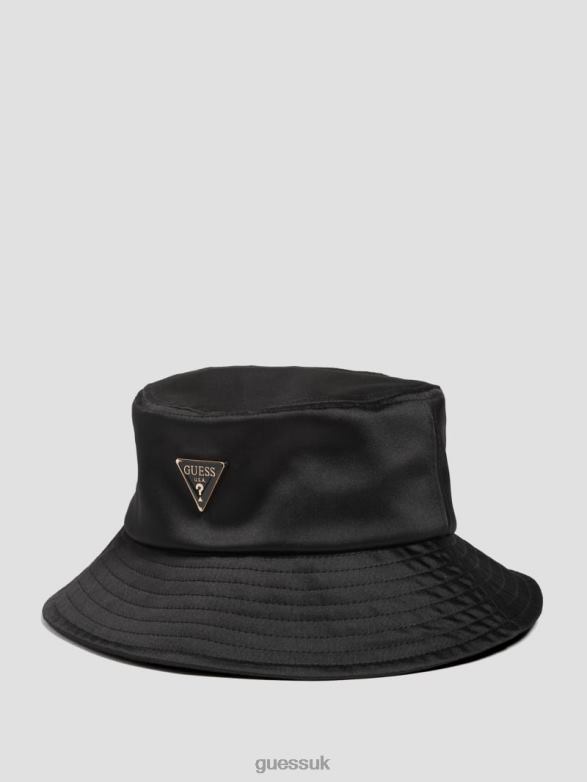 GUESS Women Satin Bucket Hat Black Floral Print Accessory V28V63786