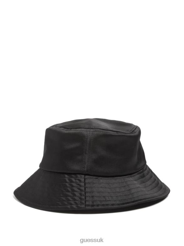 GUESS Women Satin Bucket Hat Black Floral Print Accessory V28V63786