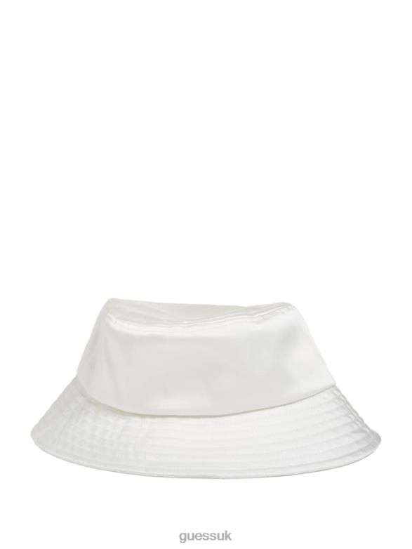 GUESS Women Satin Bucket Hat White Multi Accessory V28V63777