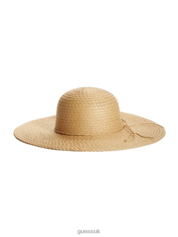 GUESS Women Vera Floppy Straw Hat White Accessory V28V63820