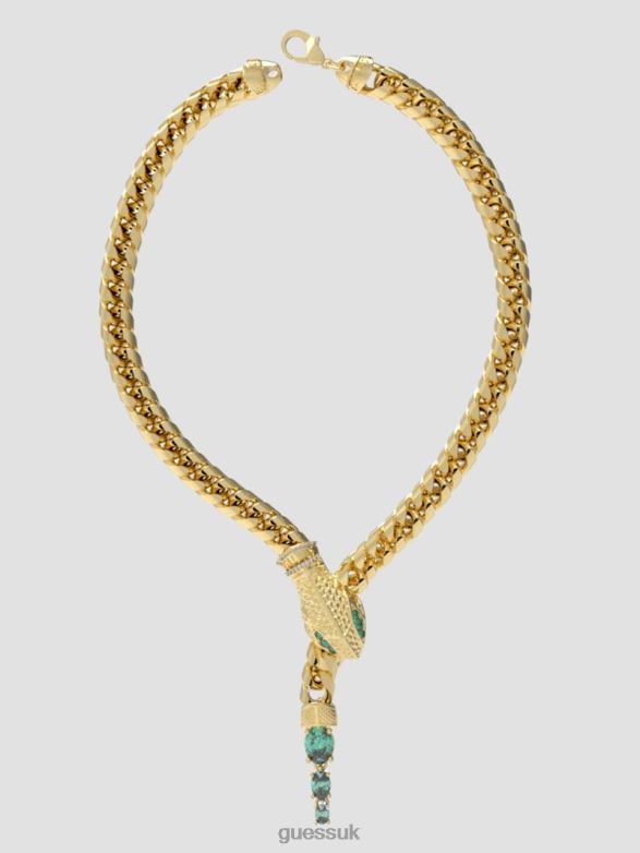 GUESS Women 14K Gold-Plated Snake Necklace Green Gold Accessory V28V63897