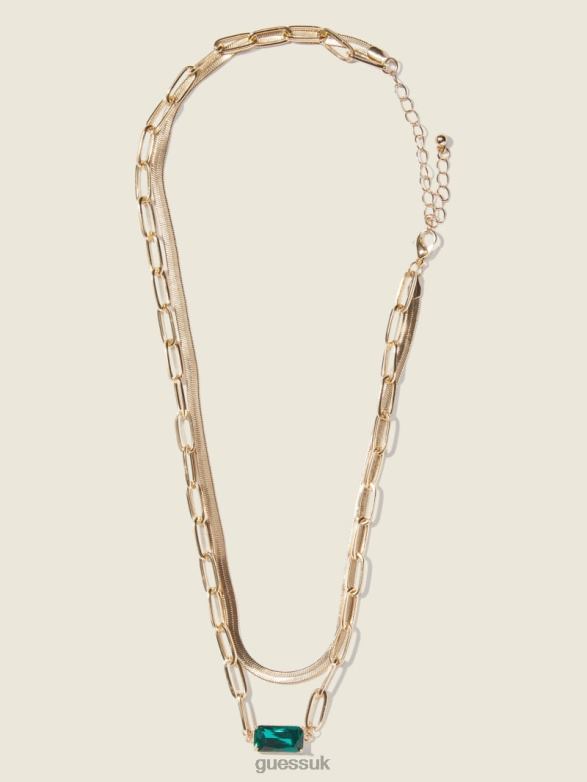 GUESS Women Layered Mixed Chain Necklace Gold Accessory V28V63887