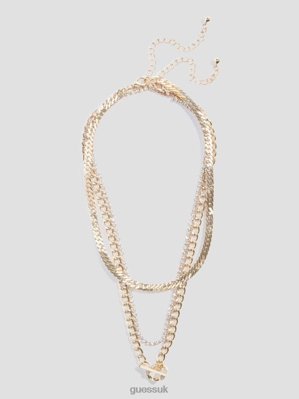 GUESS Women Multi-Tone Layered Toggle Necklace Gold Accessory V28V63833
