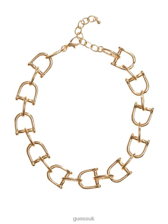 GUESS Women Statues Statement Chain Necklace Silver/Gold Accessory V28V63943