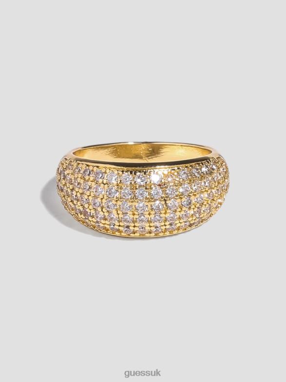 GUESS Women 14K Gold-Plated Rhinestone Dome Ring Gold Accessory V28V63881