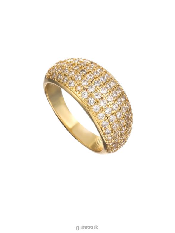 GUESS Women 14K Gold-Plated Rhinestone Dome Ring Gold Accessory V28V63881