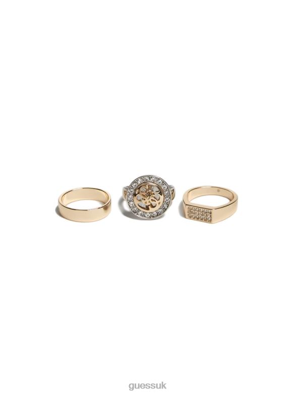 GUESS Women Quattro G Ring Set Gold Accessory V28V63882