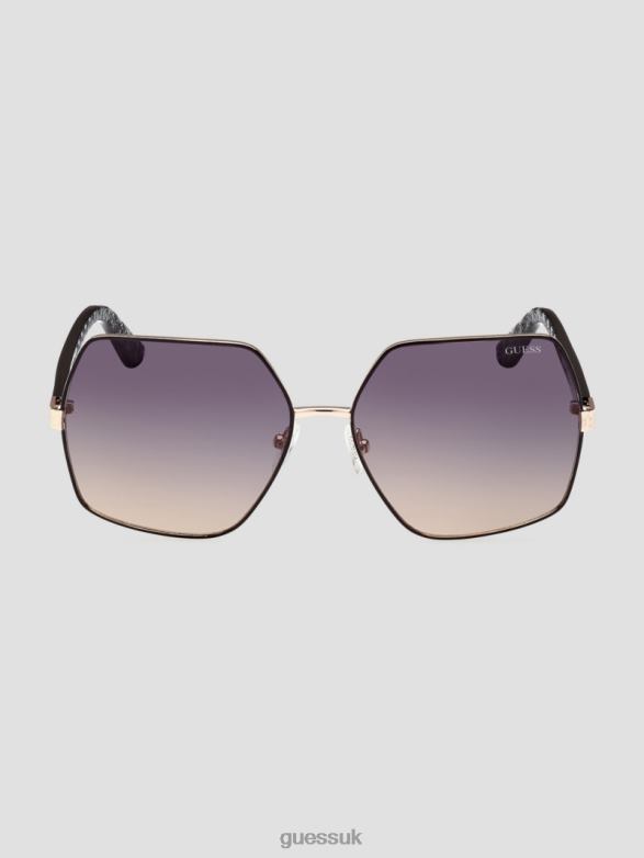 GUESS Women Aurora Oversized Trim Sunglasses 05B (Black) Accessory V28V63680