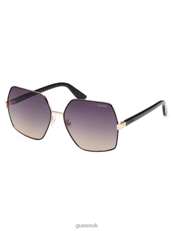 GUESS Women Aurora Oversized Trim Sunglasses 05B (Black) Accessory V28V63680