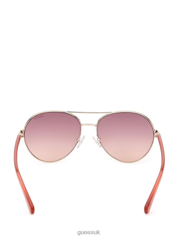 GUESS Women Aviator Sunglasses Gold Accessory V28V63703