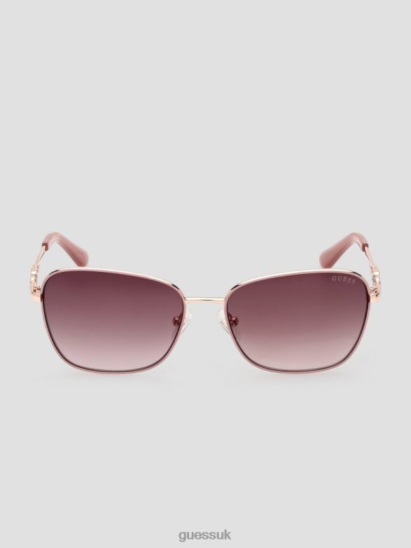 GUESS Women Butterfly Metal Colored Trim Sunglasses Red Accessory V28V63754