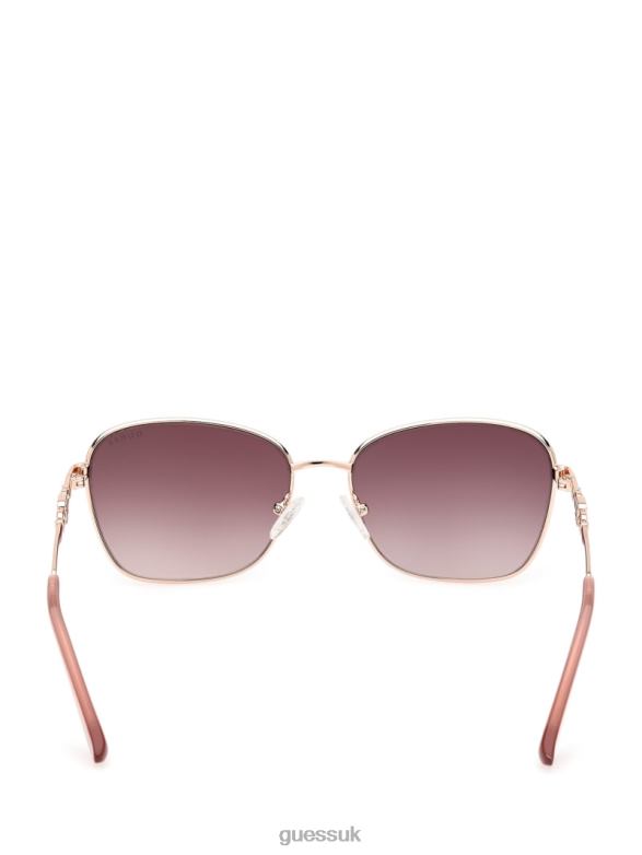 GUESS Women Butterfly Metal Colored Trim Sunglasses Red Accessory V28V63754