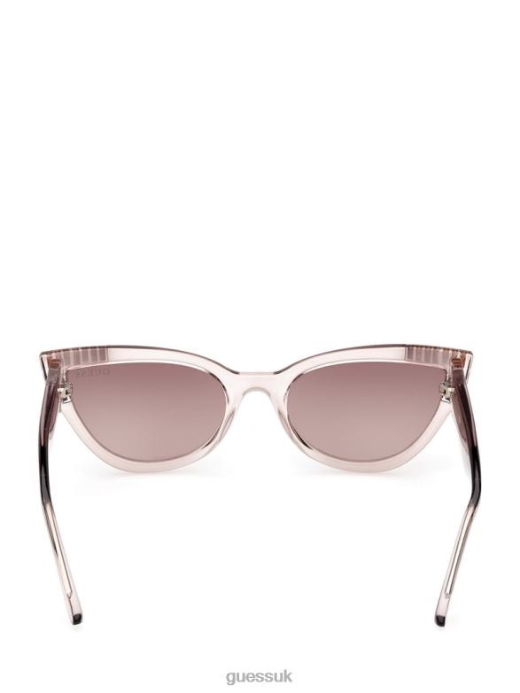 GUESS Women Cateye Plastic Stone Sunglasses Nude Accessory V28V63653